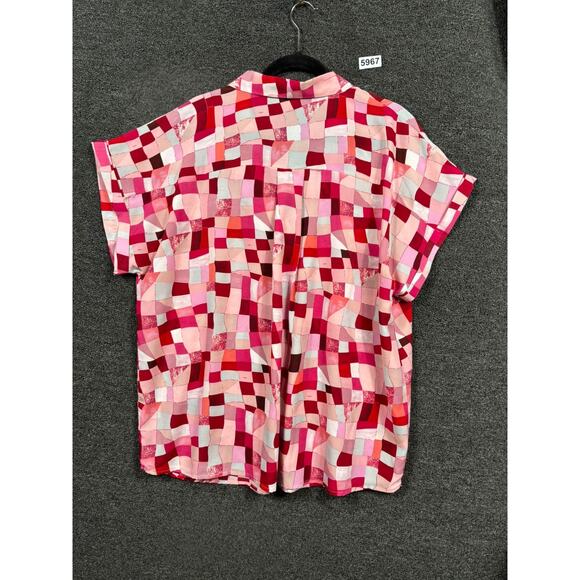 Entro V-Neck Short Sleeve Blouse Womens Size XL Berry Mix Casual - Picture 2 of 7